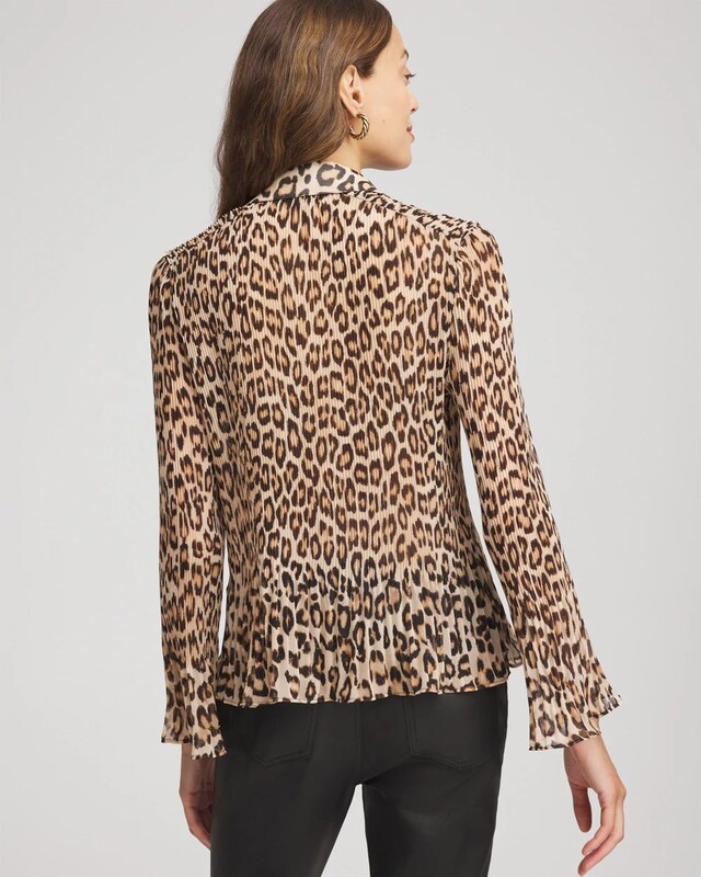 Animal-Print Pleated Georgette Blouse - image 3